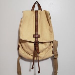 Fossil Emerson Rucksack Khaki Canvas Backpack